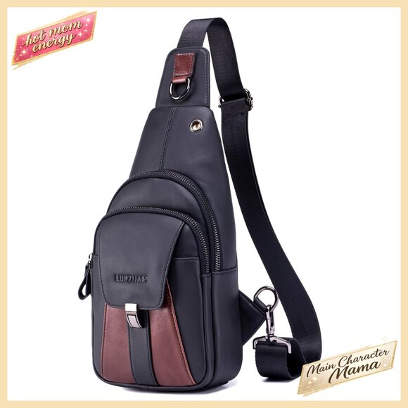 Genuine Leather Sling Bag Crossbody Chest Pack Travel Backpack Daypack